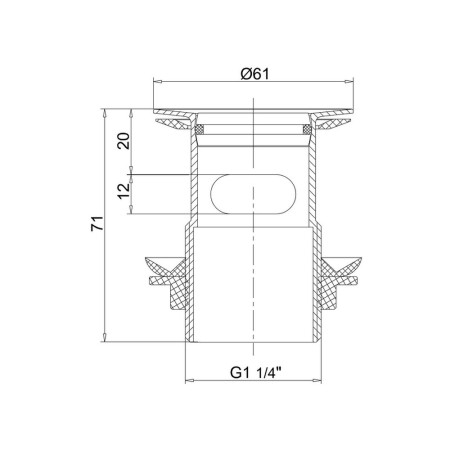 W18BNKL Burlington Flip Top Slotted Basin Waste in Brushed Nickel Line Drawing