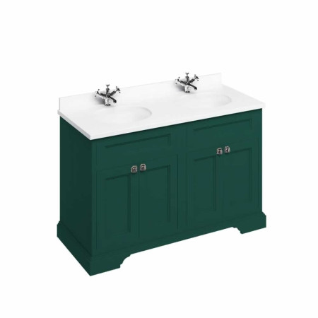 FC9MG Burlington Freestanding 1300mm Matt Green Vanity Unit with Doors & Double Basin