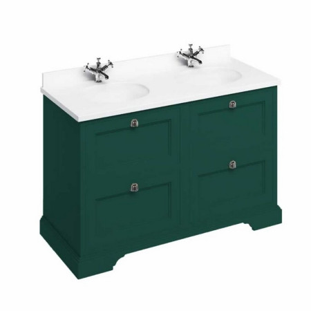 Burlington Freestanding 1300mm Matt Green Vanity Unit with Drawers & Double Basin