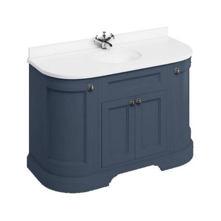 Burlington Freestanding 1340mm Blue Curved Vanity Unit with Doors and Basin