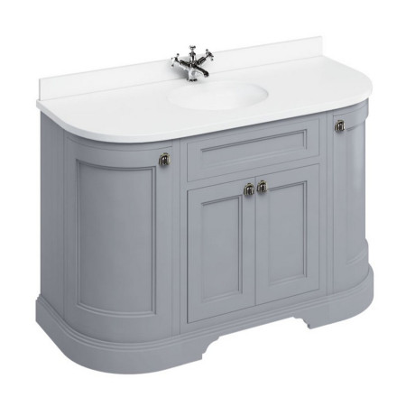 Burlington Freestanding 1340mm Classic Grey Curved Vanity Unit with Doors and Basin