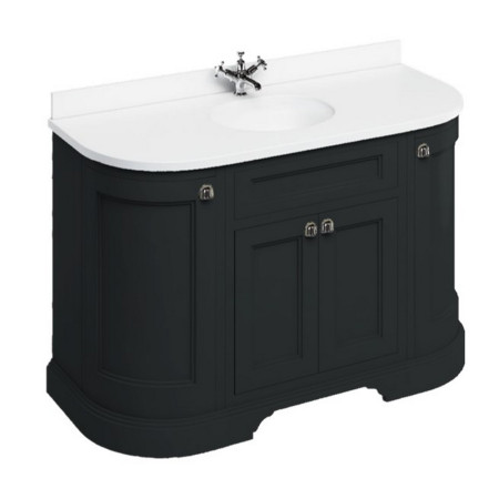 Burlington Freestanding 1340mm Matt Black Vanity Unit with Doors & Basin