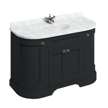 Burlington Freestanding 1340mm Matt Black Vanity Unit with Doors & Basin (Carrara)