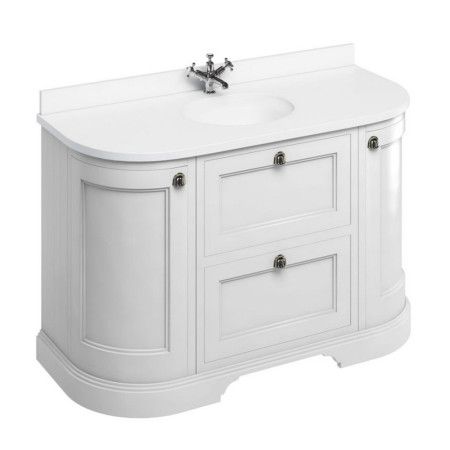 Burlington Freestanding 1340mm Matt White Curved Vanity Unit with Drawers and Basin