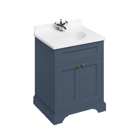 Burlington Freestanding 650mm Blue Vanity Unit with Doors and Minerva Basin