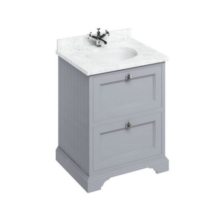 FF9G Burlington Freestanding 650mm Classic Grey Vanity Unit with Drawers and Minerva Basin with Carrara Worktop