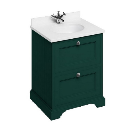 Burlington Freestanding 650mm Matt Green Vanity Unit with Drawers & Minerva Basin
