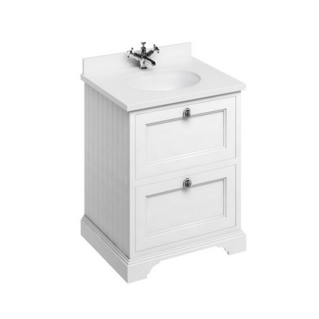 Burlington Freestanding 650mm Matt White Vanity Unit with Drawers and Minerva Basin