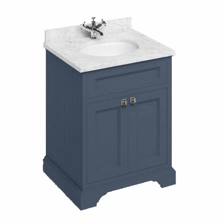 Burlington Freestanding 650mm Vanity Unit with Doors & Minerva Carrara Basin Vanity Bowl - Blue