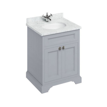 FF8G Burlington Freestanding 650mm Classic Grey Vanity Unit with Doors and Minerva Basin with Carrara Worktop