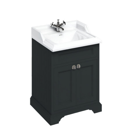 Burlington Freestanding 650mm Vanity Unit with Doors and Basin in Matt Black