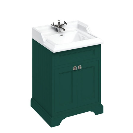 Burlington Freestanding 650mm Vanity Unit with Doors and Basin in Matt Green