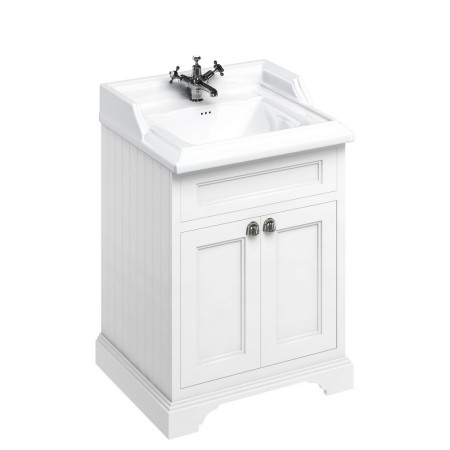 Burlington Freestanding 650mm Vanity Unit with Doors and Basin in Matt White