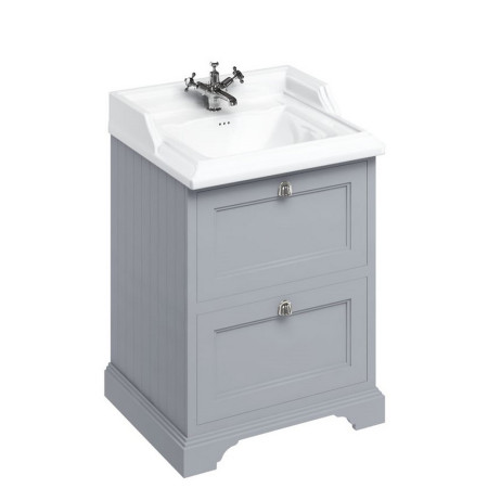 Burlington Freestanding 650mm Vanity Unit with Drawers and Basin in Classic Grey