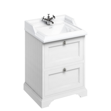 Burlington Freestanding 650mm Vanity Unit with Drawers and Basin in Matt White