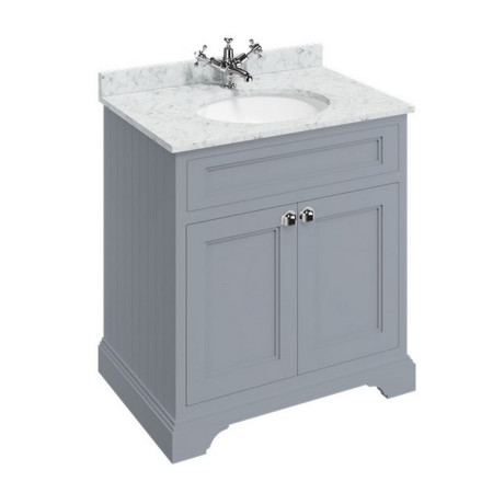 FC13G Burlington Freestanding 750mm Vanity Unit with Basin in Classic Grey with Carrara Worktop