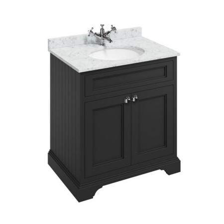 Burlington Freestanding 750mm Vanity Unit with Basin in Matt Black Carrara Worktop