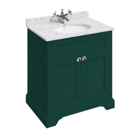 FC13MG Burlington Freestanding 750mm Vanity Unit with Basin in Matt Green with Carrara Worktop
