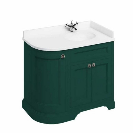 FC3MG Burlington Freestanding 980mm Matt Green Curved Right Handed Vanity Unit