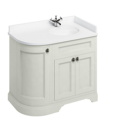Burlington Freestanding 980mm Sand Curved Right Handed Vanity Unit with Basin