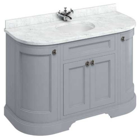 Burlington Freestanding Curved Vanity Unit (Classic Grey) with Doors & Minerva Carrara White Basin - 1340mm