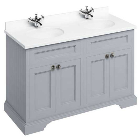 Burlington Freestanding Vanity Unit (Classic Grey) with Doors & Minerva White Double Basin - 1300mm