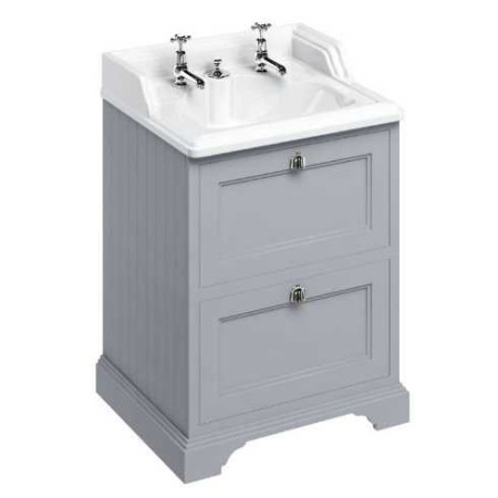 Burlington Freestanding Vanity Unit with Drawers & Classic Invisible Overflow Basin - 650mm - Classic Grey