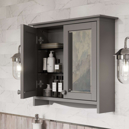 GU6057AGCAB Burlington Guild Ashbee Grey 650mm Traditional Bathroom Mirror Cabinet Lifestyle