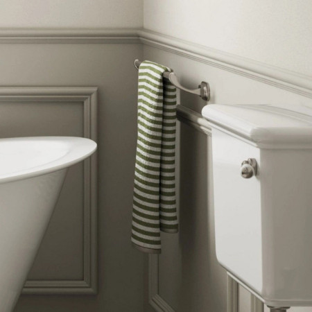 GU015L Burlington Guild Brushed Nickel 600mm Single Towel Rail Lifestyle