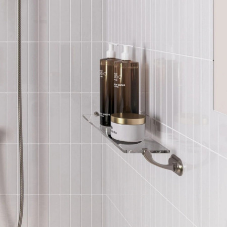 GU030L Burlington Guild Brushed Nickel Bathroom Glass Shelf Lifestyle