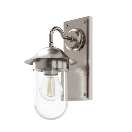 Burlington Guild Brushed Nickel Clear Glass Bathroom Wall Light