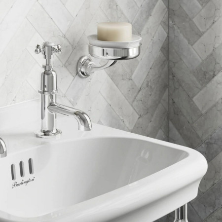 GU005C Burlington Guild Chrome Ceramic Soap Dish Lifestyle