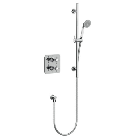 Burlington Guild Chrome Concealed Thermostatic Shower Valve with Riser Rail