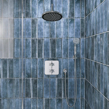 GUSHOWERPACKSQ3C Burlington Guild Chrome Dual Outlet Concealed Thermostatic Shower with Handset and Holder Lifestyle