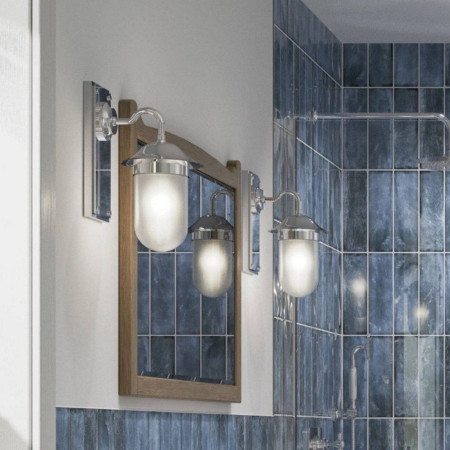 GUL001C Burlington Guild Chrome Frosted Glass Bathroom Wall Light Lifestyle