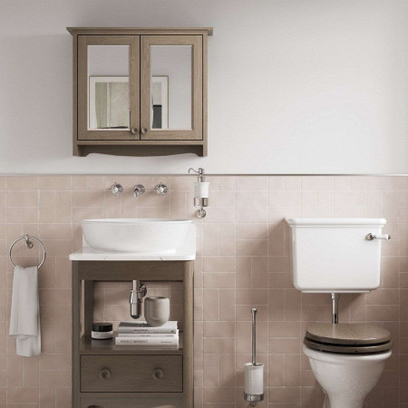 GU6557DOKCAB Burlington Guild Dark Oak 650mm Traditional Bathroom Mirror Cabinet Lifestyle