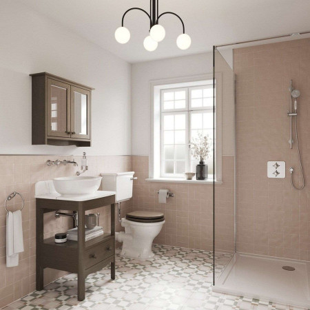 GU6557DOKCAB Burlington Guild Dark Oak 650mm Traditional Bathroom Mirror Cabinet Bathroom Setting