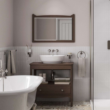 GU8557DOK Burlington Guild Dark Oak 850mm Traditional Bathroom Mirror Lifestyle