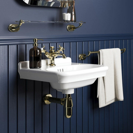 GU023G Burlington Guild Gold 450mm Single Towel Rail Lifestyle