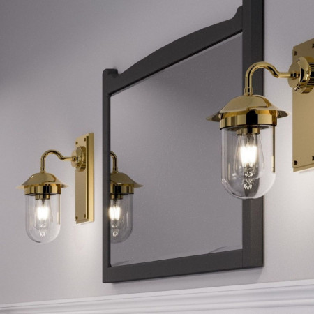 GUL002G Burlington Guild Gold Clear Glass Bathroom Wall Light Lifestyle