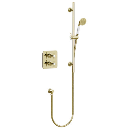 Burlington Guild Gold Concealed Thermostatic Shower Valve with Riser Rail