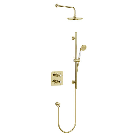 GUSHOWERPACKSQ4G Burlington Guild Gold Dual Outlet Concealed Thermostatic Shower with Slide Rail Kit