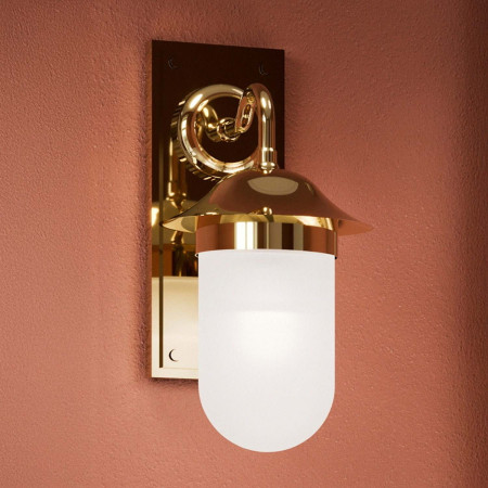 GUL001G Burlington Guild Gold Frosted Glass Bathroom Wall Light Lifestyle
