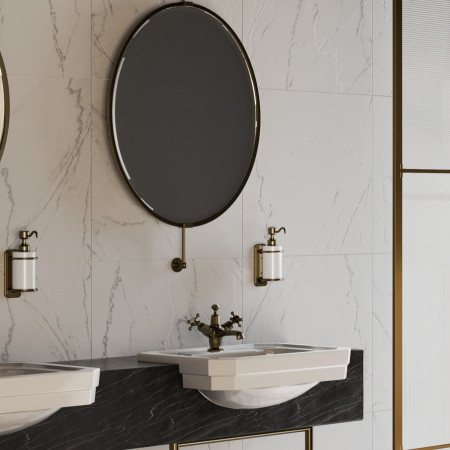 A19GOLD Burlington Liquid Soap Dispenser with Gold Mount Lifestyle