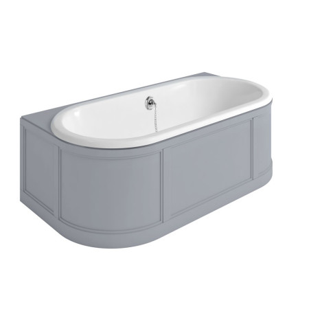 E23G Burlington London Back to Wall Bath with Curved Surround 1800mm in Classic Grey
