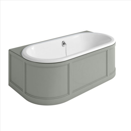 E23O Burlington London Back to Wall Bath with Curved Surround 1800mm in Dark Olive