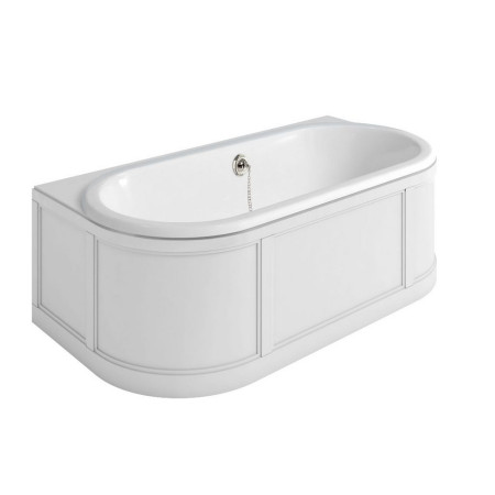 E23W Burlington London Back to Wall Bath with Curved Surround 1800mm in Matt White