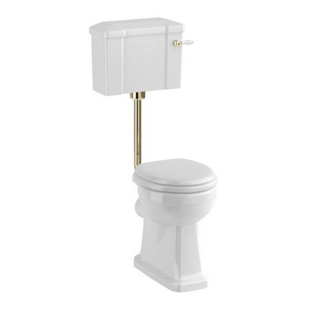 Burlington Low Level Standard WC with 420 Push Button Cistern and Gold Flush Pipe
