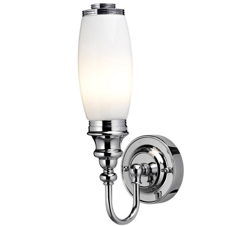 Burlington Ornate Light with Chrome Base and Tube Frosted Glass Shade