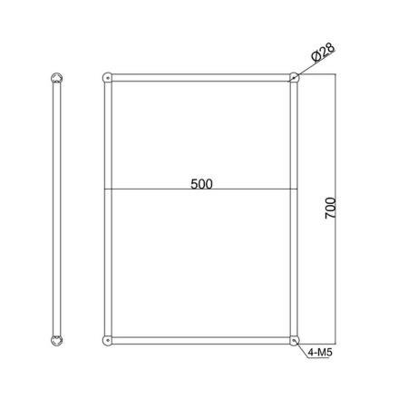 A11BNKL Burlington Framed 500 x 700mm Rectangular Mirror in Brushed Nickel Line Drawing